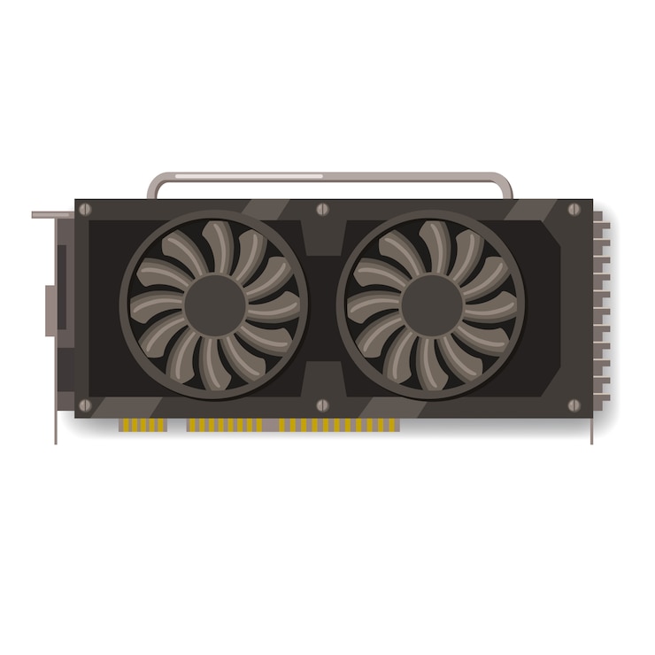 Vector tarjeta de video gpu para minería icono aislado. tecnología blockchain y dinero digital, sistema de criptomonedas.