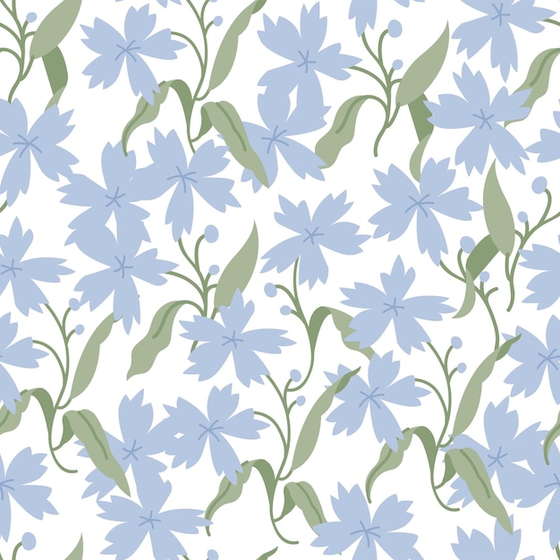Tarjeta vintage con flor de acianos Guirnalda floral Patrones sin fisuras Fondo de flores para envases cosméticos