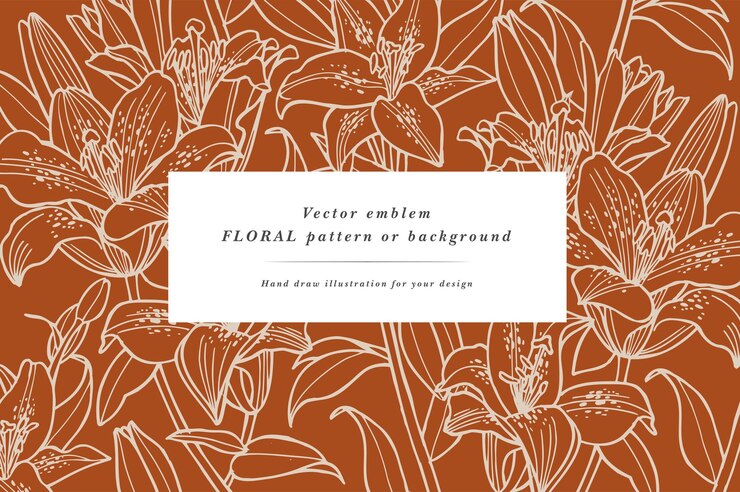 Tarjeta vintage con flores de lirio Guirnalda floral Marco de flores para floristería con diseños de etiquetas Tarjeta de felicitación de lirio floral de verano Fondo de flores para envases cosméticos
