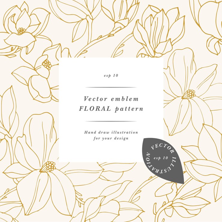Tarjeta vintage con flores de magnolia. Guirnalda de flores. Marco de flores para floristería con diseños de etiquetas. Tarjeta de felicitación de magnolia floral de verano. Fondo de flores para envases de cosméticos.