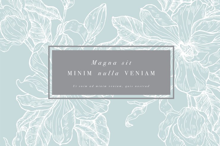 Tarjeta vintage con flores de magnolia. Guirnalda de flores. Marco de flores para floristería con diseños de etiquetas. Tarjeta de felicitación de magnolia floral de verano. Fondo de flores para envases de cosméticos.