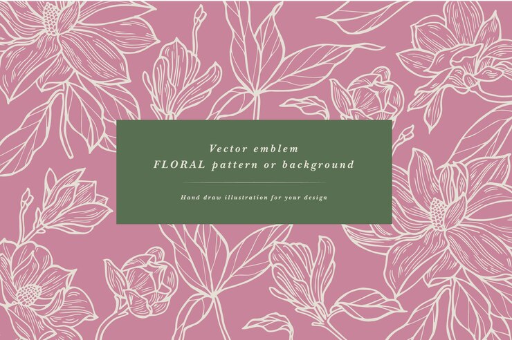 Tarjeta vintage con flores de magnolia. Guirnalda de flores. Tarjeta de felicitación de magnolia floral de verano. Fondo de flores para envases de cosméticos.