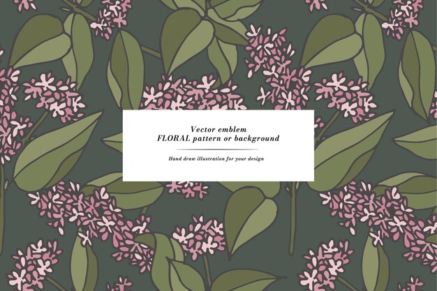 Tarjeta vintage con flores de patchouli Corona floral Marco floral para floristería con diseños de etiquetas Tarjeta de felicitación floral de verano Fondo de flores para envases de cosméticos