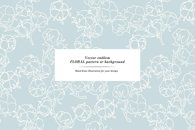 Tarjeta vintage con ramas de flores de algodón Corona floral Marco floral para floristería con diseños de etiquetas Tarjeta de felicitación floral de verano Fondo de flores para envases de cosméticos
