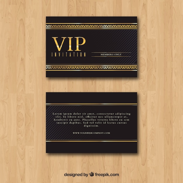 Tarjeta vip elegante dorada 