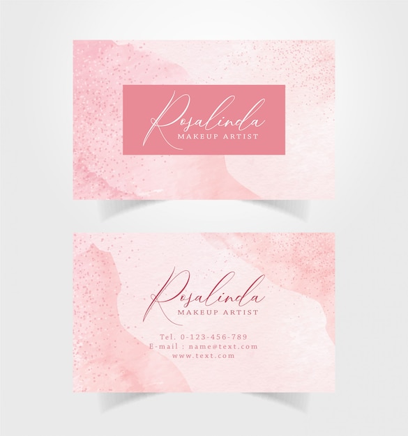 Tarjeta de visita con acuarela splash y sparkle
