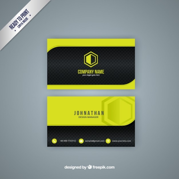 Tarjeta de visita amarillo y negro