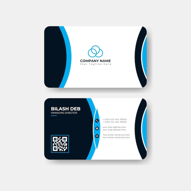 Tarjeta de visita azul moderna o tarjeta de visita corporativa