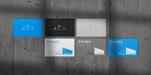 tarjeta de visita azul negro blanco compañía de construcción de construcción