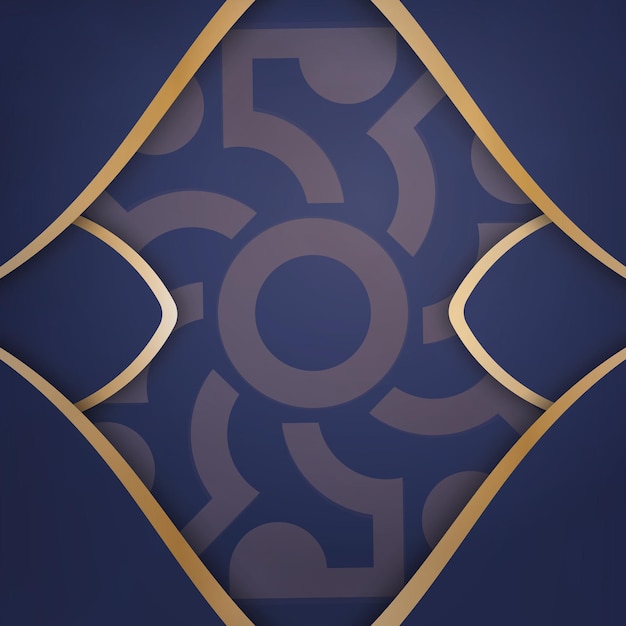 Tarjeta de visita en azul oscuro con patrón de mandala dorado para tu personalidad.