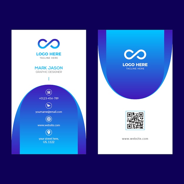 Tarjeta de visita azul vertical