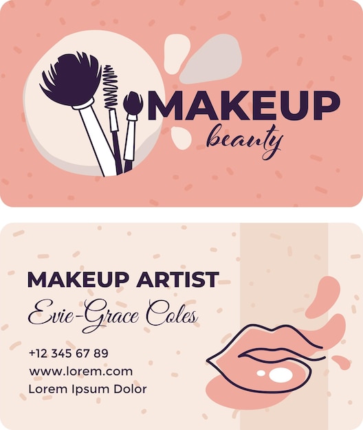 Tarjeta de visita de belleza de maquillaje para vector especialista