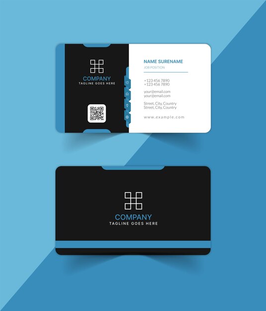 una tarjeta de visita en blanco y negro con el logotipo de la compañía en ella