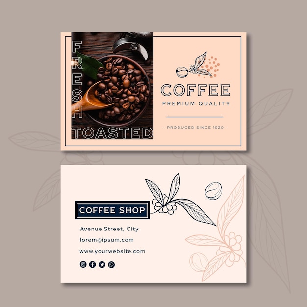 Vector tarjeta de visita de café de calidad premium horizontal