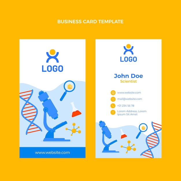 Tarjeta de visita de ciencia de diseño plano vertical