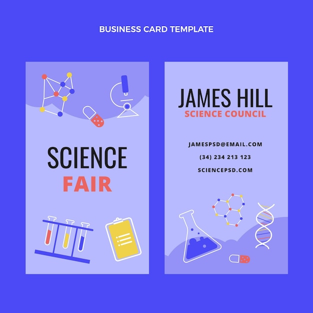 Vector tarjeta de visita de ciencia de diseño plano