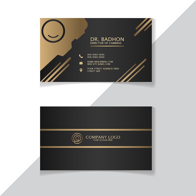 Tarjeta de visita de color negro y dorado