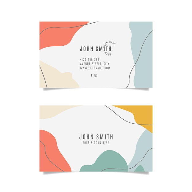 Tarjeta de visita colorida con conjunto de formas abstractas
