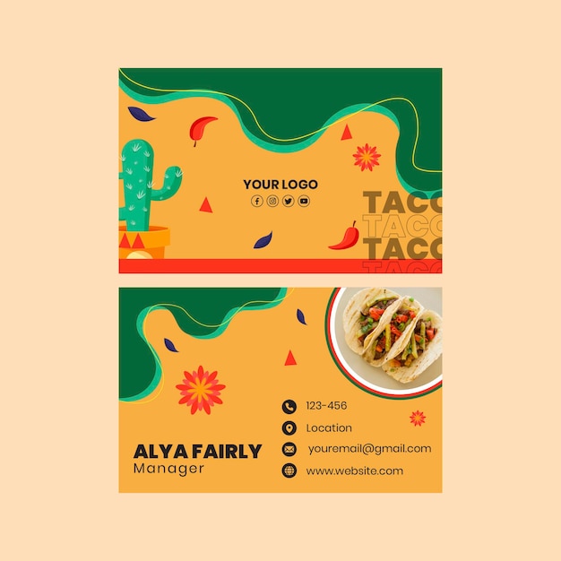 Vector tarjeta de visita de comida mexicana