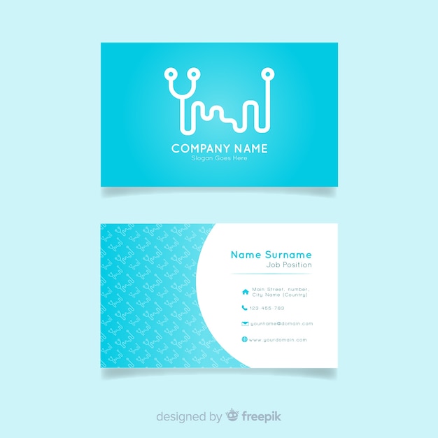 Tarjeta de visita con concepto design en estilo flat