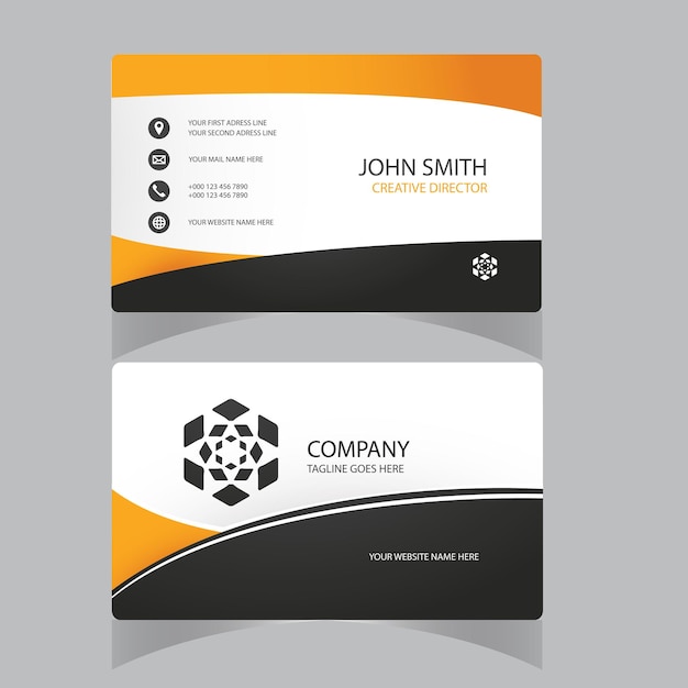 Tarjeta de visita creativa moderna roja y tarjeta de nombre horizontal simple vector de plantilla limpia