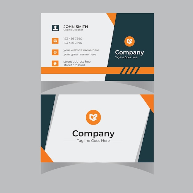 Tarjeta de visita creativa moderna roja y tarjeta de presentación diseño vectorial de plantilla limpia simple horizontal