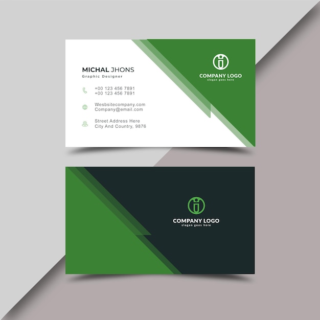 Tarjeta de visita creativa con negro y verde.