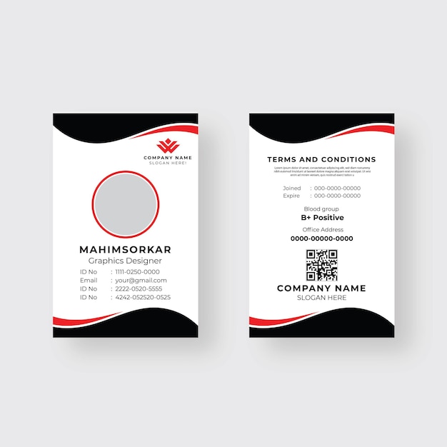 Tarjeta de visita de diseñador gráfico moderno con términos y condiciones