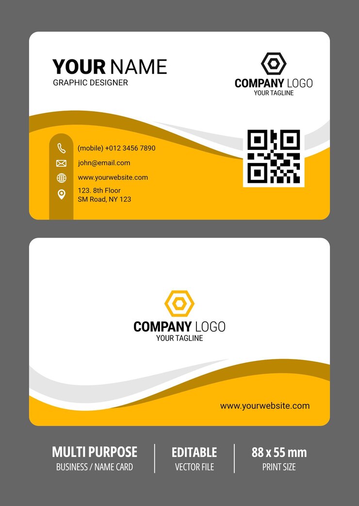 Tarjeta de visita de diseñador gráfico profesional con logotipo de la empresa y sitio web