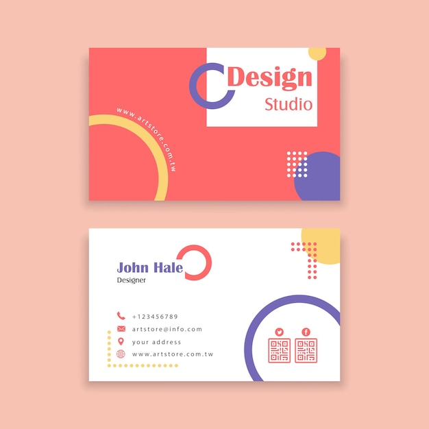 Tarjeta de visita de diseño de bloques de color vectorial