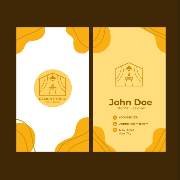Tarjeta de visita de diseño de interiores dibujada a mano