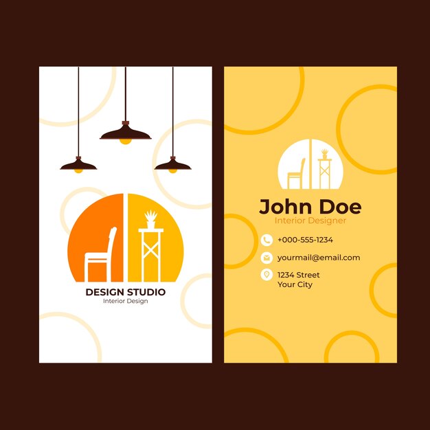 Tarjeta de visita de diseño de interiores dibujada a mano