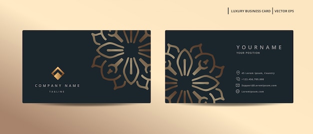 Tarjeta de visita de diseño de lujo con plantilla minimalista de estilo dorado
