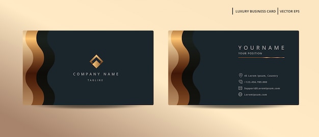 Tarjeta de visita de diseño de lujo con plantilla minimalista de estilo dorado