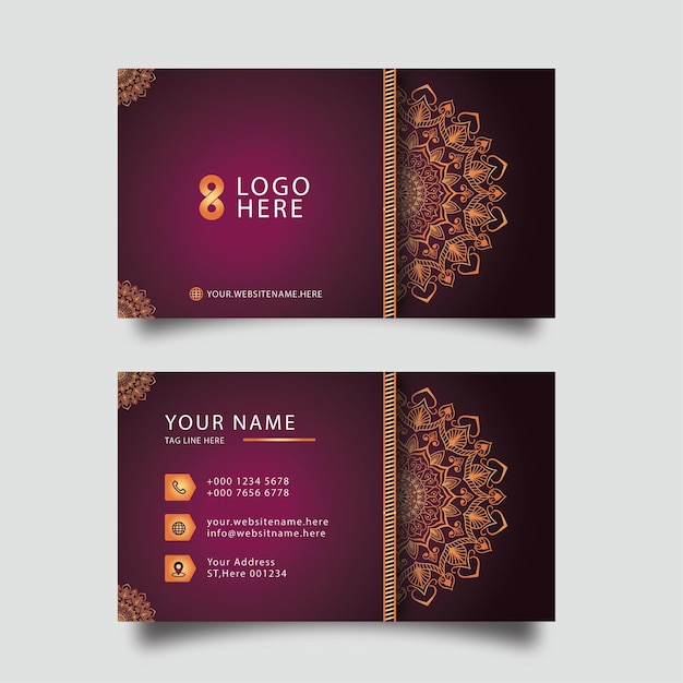 tarjeta de visita de diseño de mandala dorada de lujo