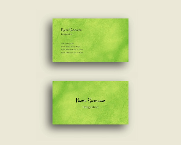 Tarjeta de visita con diseño de pincel de sombreado de acuarela abstracta Textura