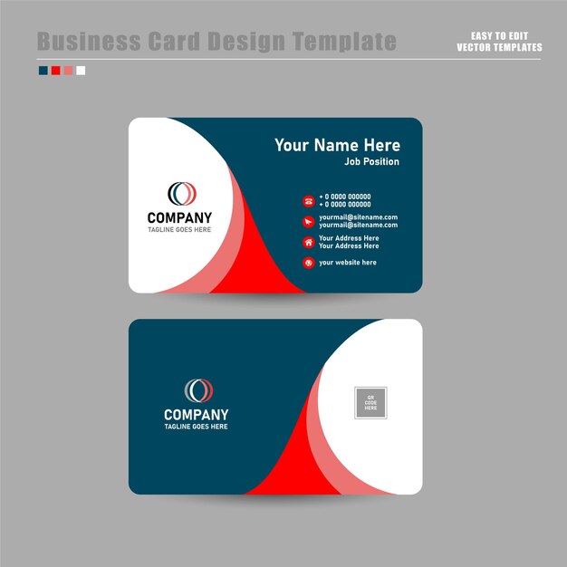 una tarjeta de visita con un diseño rojo y blanco en ella
