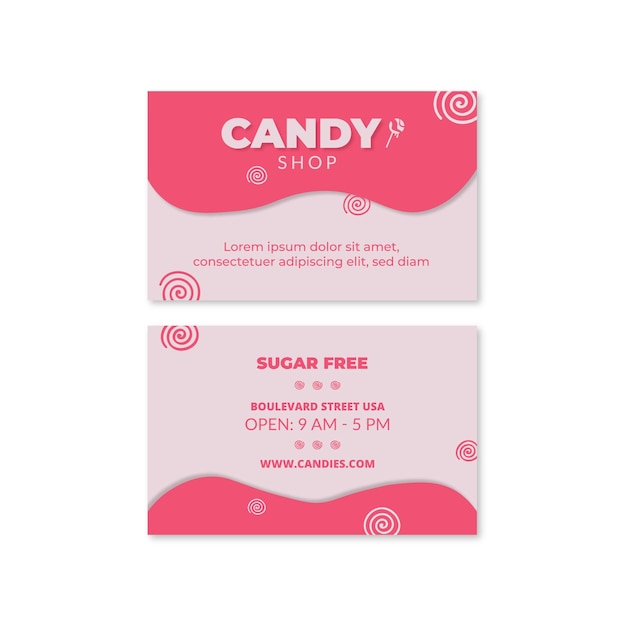 Vector tarjeta de visita de doble cara candy