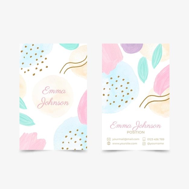 Tarjeta de visita de doble cara pintada a mano.