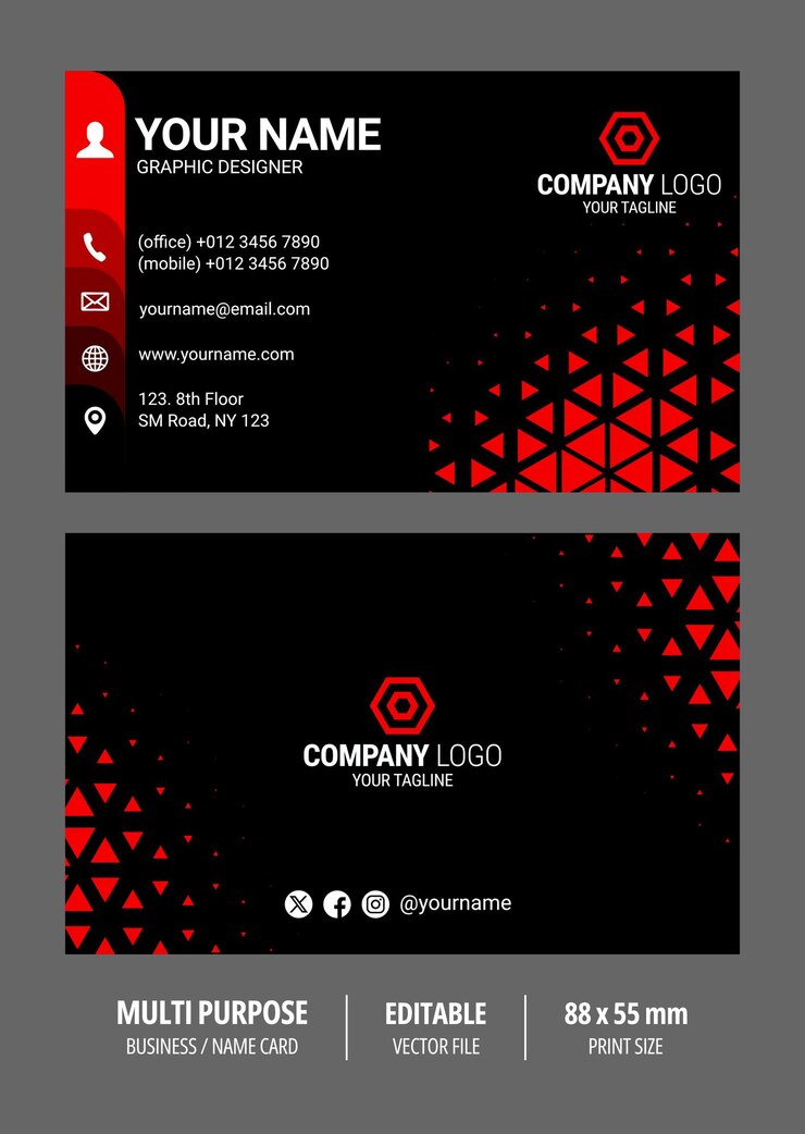 Tarjeta de visita elegante con diseño geométrico