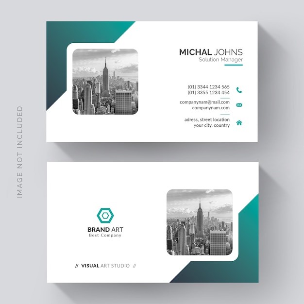 Tarjeta de visita elegante tarjeta de visita azul y blanca