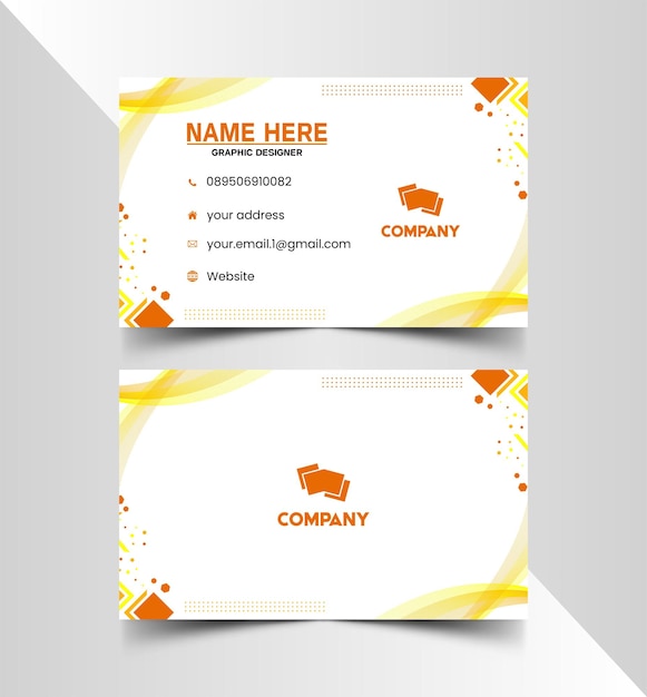 Tarjeta de visita para una empresa con fondo amarillo.