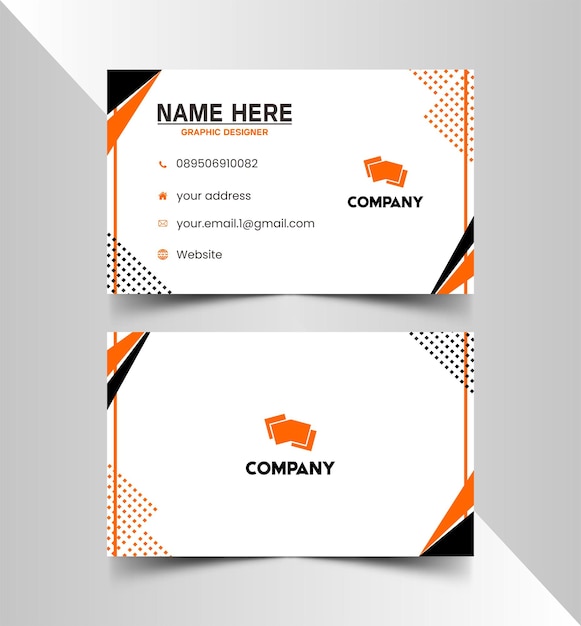 Tarjeta de visita para una empresa con fondo negro y naranja.