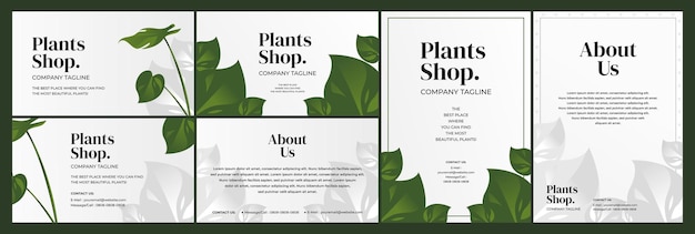 Tarjeta De Visita De Estilo Botánico Minimalista Y Folleto Para Negocio De Tienda De Plantas