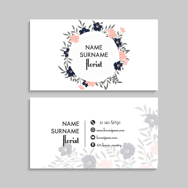 tarjeta de visita floral con marco