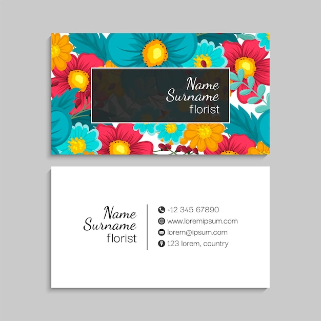 tarjeta de visita floral con marco