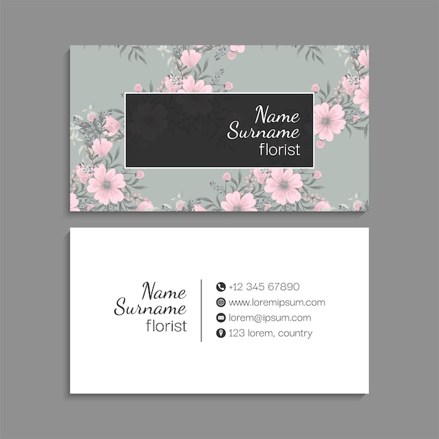 tarjeta de visita floral con marco