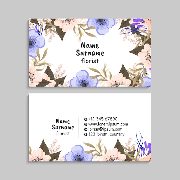 tarjeta de visita floral con marco