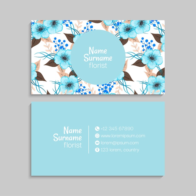 tarjeta de visita floral con marco