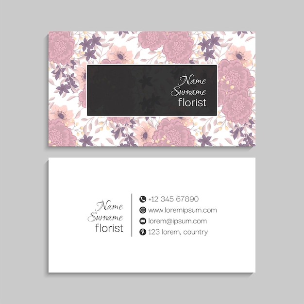 tarjeta de visita con flores en colores pastel